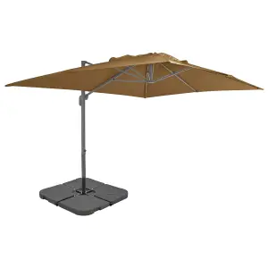 Berkfield Outdoor Umbrella with Portable Base Taupe