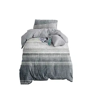 Neel Blue Single Printed Duvet Cover Matching Pillow Case - Grey & Blue