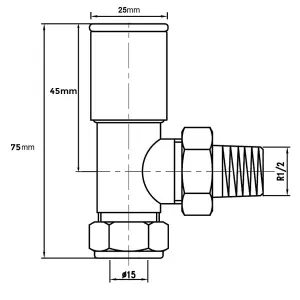 Nes Home Modern Angled Radiator Valves Chrome