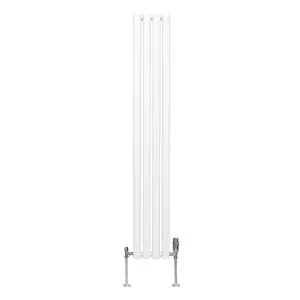 Oval Column Radiator & Valves - 1600mm x 240mm - White