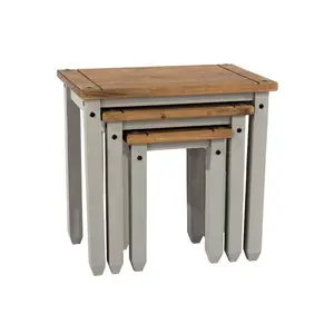 Payton 3 Piece Nest of Tables, Solid Pine, Corona Design Grey