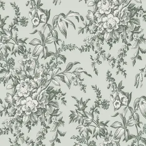 Laura Ashley Picardie Sage Floral Smooth Wallpaper