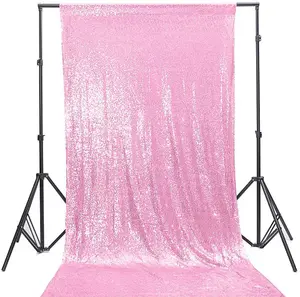 4ft x 7ft Sequin Backdrop Photography Background Shiny Fabric Glitter Curtain Backdrop, Baby Pink