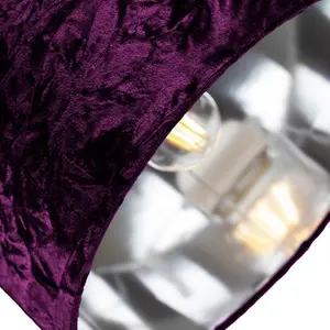 Modern Crushed Velvet Lamp Shade with Shiny Paper Inner Purple / 20cm H x 30cm W x 30cm D