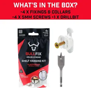 Bullfix Shelf Hanging Kit - Any Plasterboard 12.5-16mm inc Stud, Dot & Dab and Insulated - Holds up to 116kg