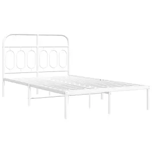 Berkfield Metal Bed Frame without Mattress with Headboard White 120x190cm