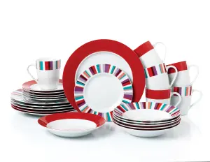 24pc Mix and Match Stripe Dinner Set