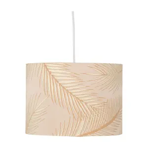 First Choice Lighting Set of 2 Tropica Champagne with Gold Embossed Leaf Detail 25cm Ceiling Pendant or Table Lamp Shades