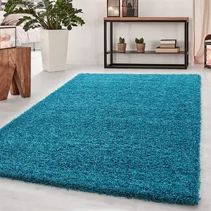 Abaseen 60x110 cm Teal Blue Shaggy Rug - Soft Touch Thick Pile Modern Rugs - Washable Area Rugs for Home and Office