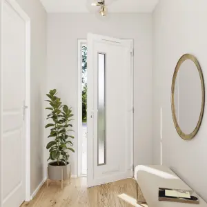 Fortia Gatteo Frosted Glazed White LH External Front Door set, (H)2085mm (W)920mm