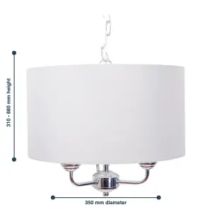 First Choice Lighting Trafalgar Chrome Cream 3 Light Ceiling Pendant Light