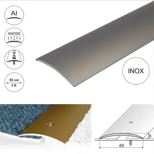 A04 49mm Anodised Aluminium Door Threshold Strip - Inox, 0.93m