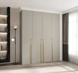 Elegant Cashmere Como 3 Hinged Door Wardrobe H2460mm W2000mm D500mm, Four Doors, Sixteen Shelves, Two Hanging Rails, Gold Handles