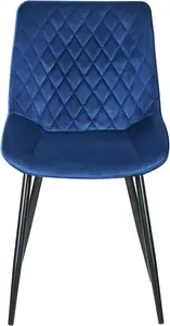 Set of 2 Blue Velvet Effect Dining Chairs Plush Padded Upholstered Accent Chair - Elle by MCC