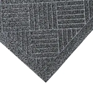 JVL Dirt Defender Scraper Doormat, 40x60cm, Grey Squares, Set of 2