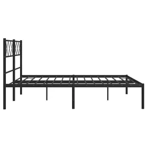 Berkfield Metal Bed Frame with Headboard Black 120x190 cm 4FT Small Double