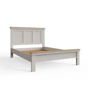 Solid Oak Bed Frame UK Double 4FT6 Low Grey Painted Finish