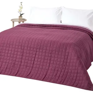 Homescapes Cotton Quilted Reversible Bedspread Lavender Purple, 200 x 200 cm