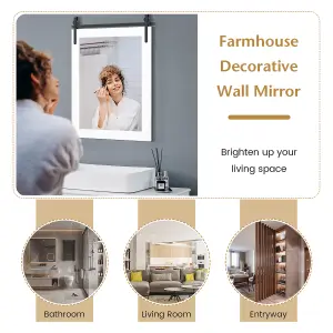 Costway Wall Mounted Mirror Vanity Make Up Farmhouse Wall Mirror Rectangle Decorative