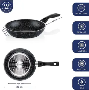 Westinghouse Non Stick Frying Pan - 26 cm Fry Pan Black Marble