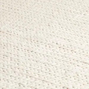 Cream Knitted Large Wool Rug 160 x 230cm