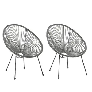 Set of 2 Garden Chairs ACAPULCO II PE Rattan Dark Grey