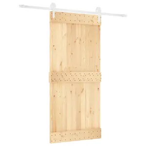 Berkfield Sliding Door with Hardware Set 95x210 cm Solid Wood Pine