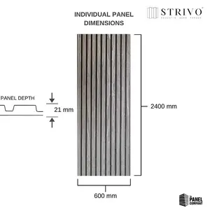 STRIVO Acoustic Slat Panel - Dark Grey Oak 600mm x 2400mm