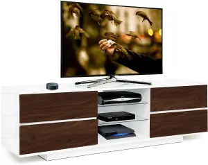 Homeology Avitus Premium High Gloss White with 4-Walnut Drawers and 2 Shelves up to 65" LED/OLED/LCD TV Cabinet