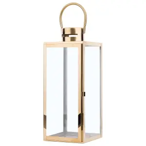 Steel Candle Lantern 34 cm Brass CYPRUS