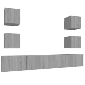 Berkfield 6 Piece TV Cabinet Set Grey Sonoma Engineered Wood