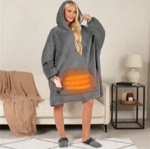 OHS Adults Electric Heated Oversized Hoodie Blanket - Charcoal