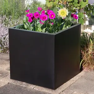 60cm Zinc Galvanised Matte Black Square Planter