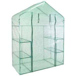 Walk-In Greenhouse with PE Cover - 4 Shelf Grow House - Durable Steel Tubing - Zipped PE Cover - Unobtrusive