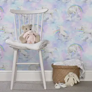 Lovoa Pink & purple Glitter effect Unicorn Smooth Wallpaper