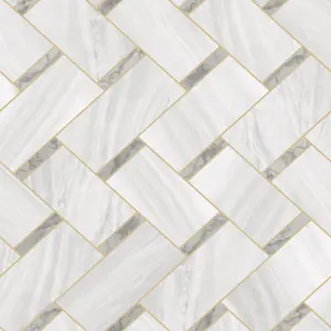 GoodHome Spinel Grey & white Tile effect Chevron Textured Wallpaper