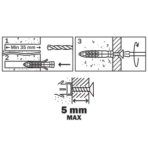 Diall Universal Grey Multi-purpose screw & wall plug (Dia)5mm (L)25mm, Pack of 50