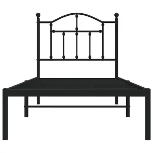 Berkfield Metal Bed Frame with Headboard Black 90x190 cm