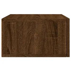 Berkfield Wall-mounted Bedside Cabinet Brown Oak 35x35x20 cm