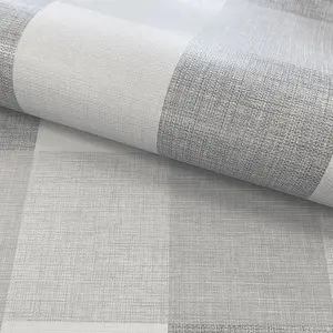 Muriva Grey Check Fabric effect Patterned Wallpaper