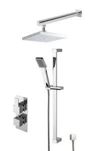 Ripple Concealed Square Twin Valve Shower Set - Chrome - Balterley