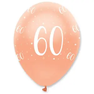 Creative Party Latex All-Over Print 60th Birthday Balloons (Pack of 6) Rose Gold (One Size)