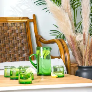 Nicola Spring - Merzouga Recycled Glass Tumblers with Jug - Green