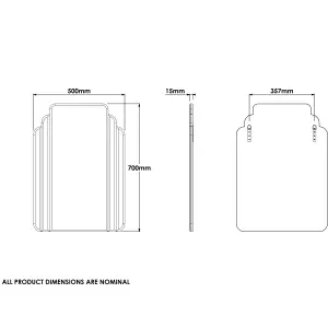 Croydex Art Deco Bevelled Wall-mounted Bathroom Mirror (H)70cm (W)50cm