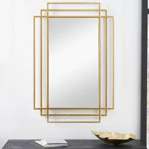 Gold Metal Art Deco Rectangular Wall Mirror