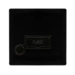 Matt Black Screwless Plate 13A Fused   Connection Unit With Flex - Black Trim - SE Home