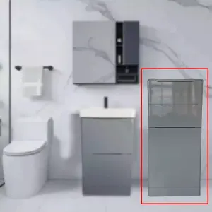 350mm High Gloss Light Grey Floor Standing 1200mm Mid Bathroom Smile Storage Unit Soft Close