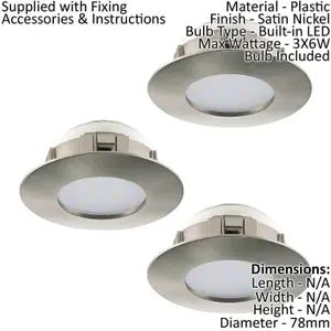 2 PACK 3 PACK Flush Ceiling Downlight Round Satin Nickel Plastic 6W LED