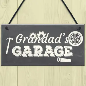 Red Ocean Grandad's Garage Hanging Wall Plaque Novelty Workshop Man Cave Shed Sign Father Gift