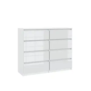 8-Drawer Chest of Drawers 120cm White - Creative Furniture